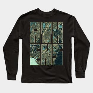 Athens, Greece City Map Typography - Summer Long Sleeve T-Shirt